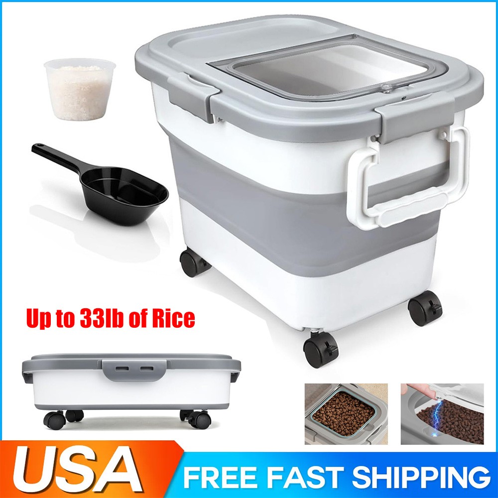 Dog Food Storage Container Collapsible Food Storage Containers w/ Wheels & Scoop gallery
