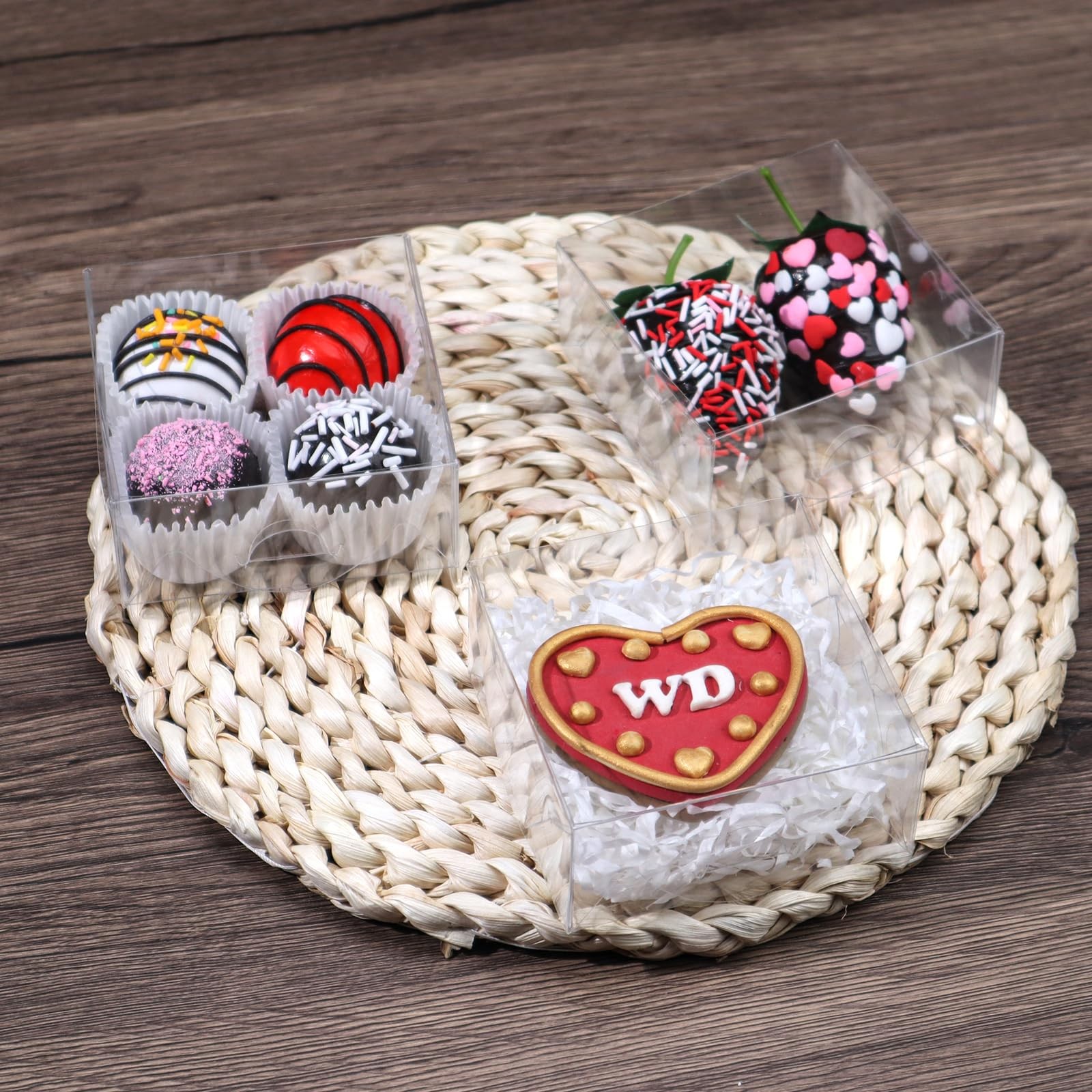 25 PCS Clear Chocolate Truffle Boxes, 3x3x1 inches, Holds 4, Bakery, Gift gallery