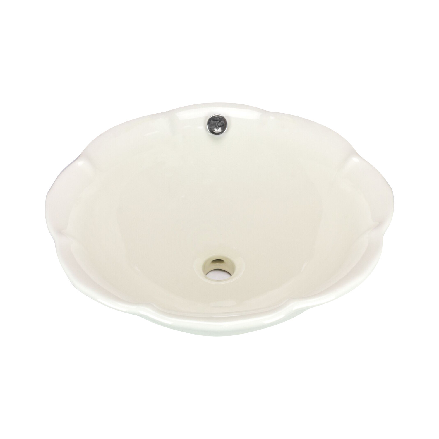 Rok Orchid Round Shaped Bathroom Vessel Sink, 17-1/2" Diameter Ivory Porcelain gallery
