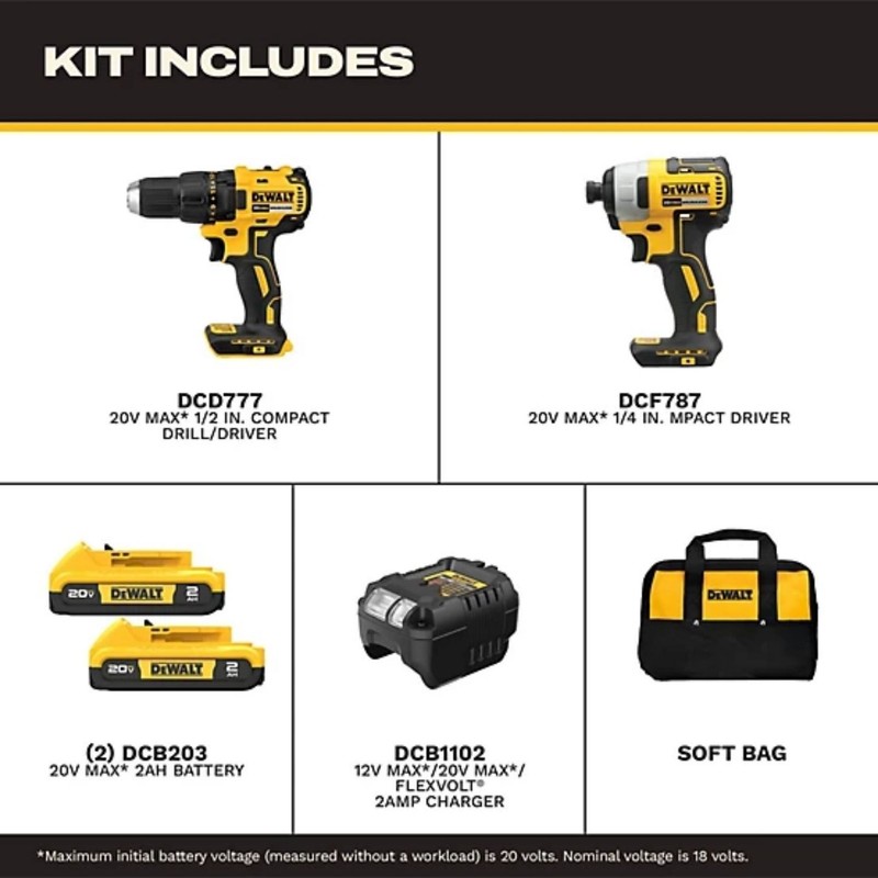 DeWalt DCK277D2 20V Max Brushless 2 Tool Combo Kit New gallery