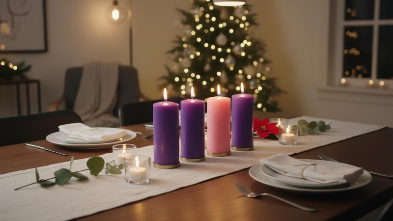 4 Advent Candles Ø 5cm Height 12cm Prayer in 7 Languages Inside to Celebrate D... gallery