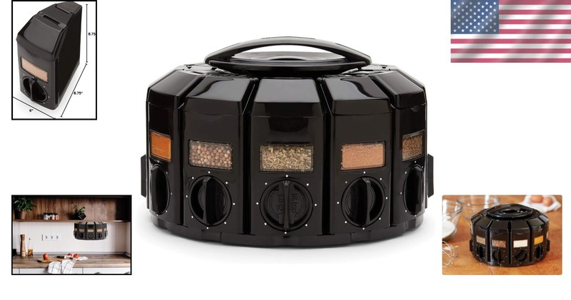 Space-Saving Spice Rack Carousel: Durable Auto-Measure 12 Compartment Design gallery