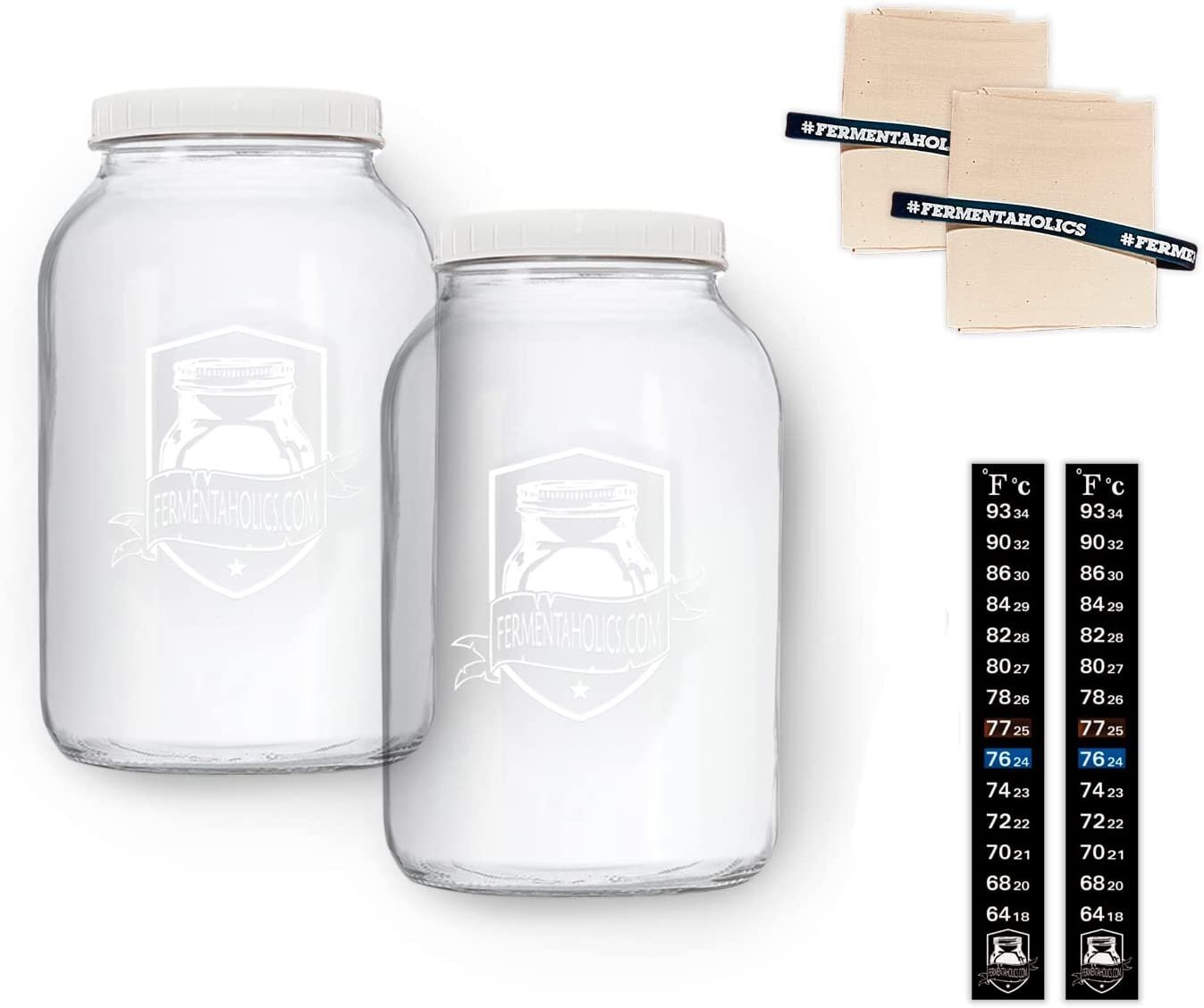 Printed Kombucha Jar 2 Pack - 1 Gallon Glass Jars for Homebrewing, Storage gallery