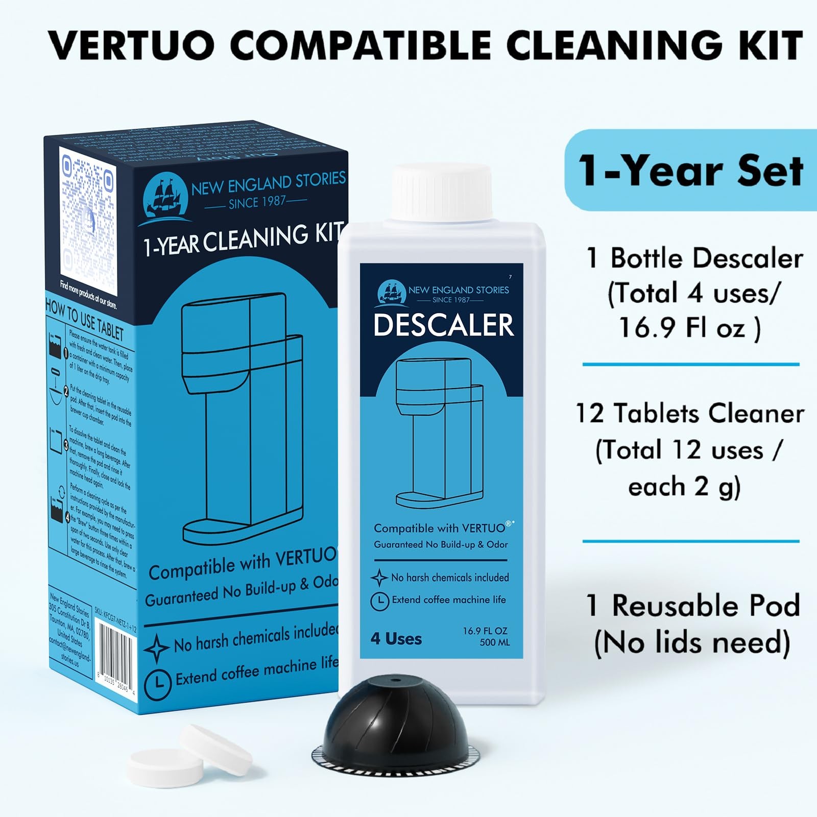(12 Months Supply) Descaling Kit Compatible with Nespresso Vertuo, Odorless C... gallery