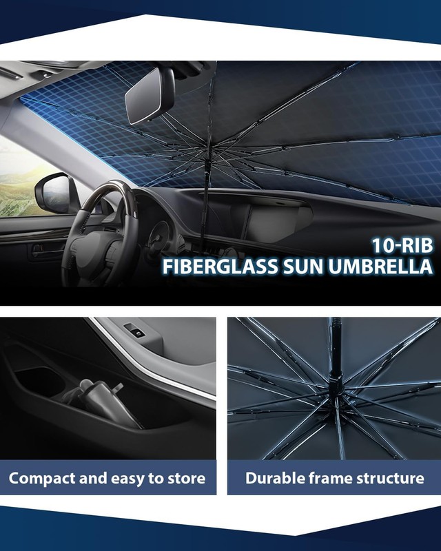 Retractable Windshield Sun Shade 99% UV Blocking Foldable Car Sunshade Medium gallery
