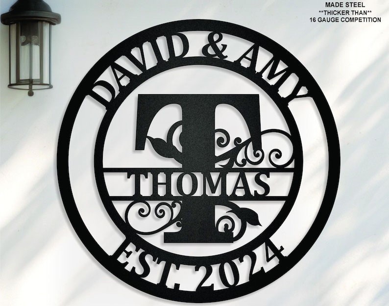 Custom Metal Monogram, Personalized Family Name Metal Sign, Housewarming Gift gallery