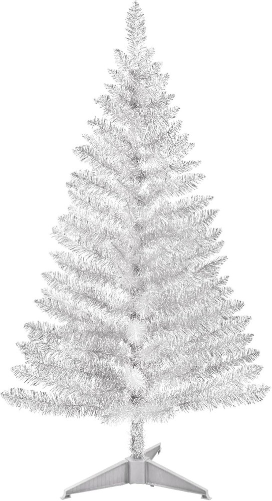 4FT Small Artificial Christmas Tree Silver Sequin Leave Vintage Style PartyDecor