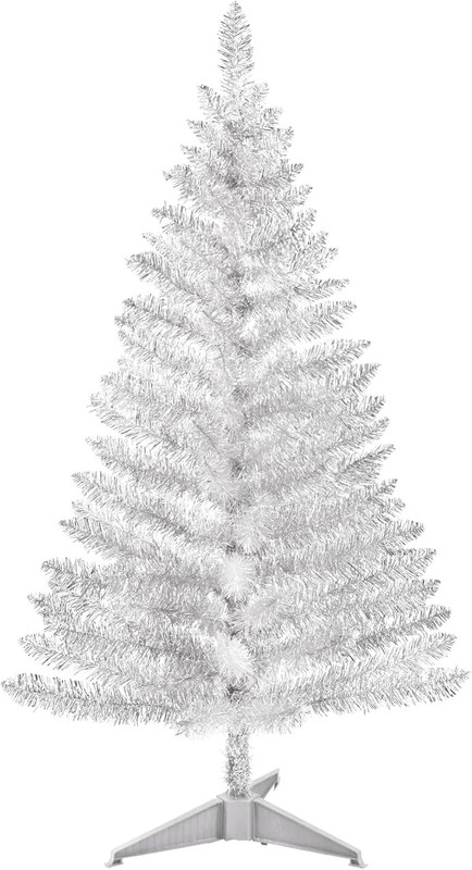 4FT Small Artificial Christmas Tree Silver Sequin Leave Vintage Style PartyDecor gallery
