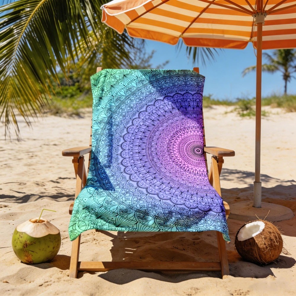 1pc, Mandala Pattern Beach Towel, Technology, Microfiber, Portable Travel Towel