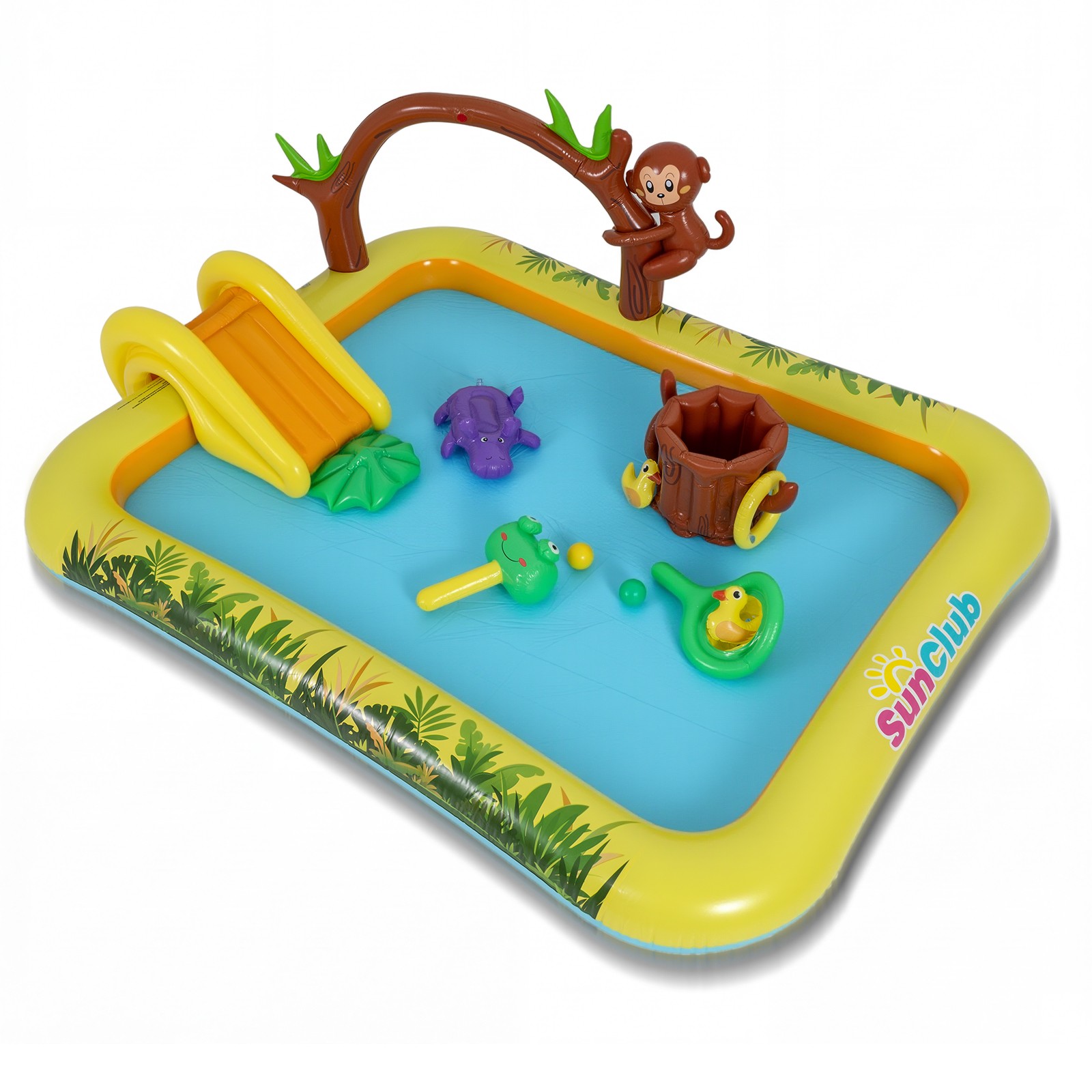 Inflatable Play Pool Center w/Water Slide, Monkey and Tree Stump for Backyard gallery