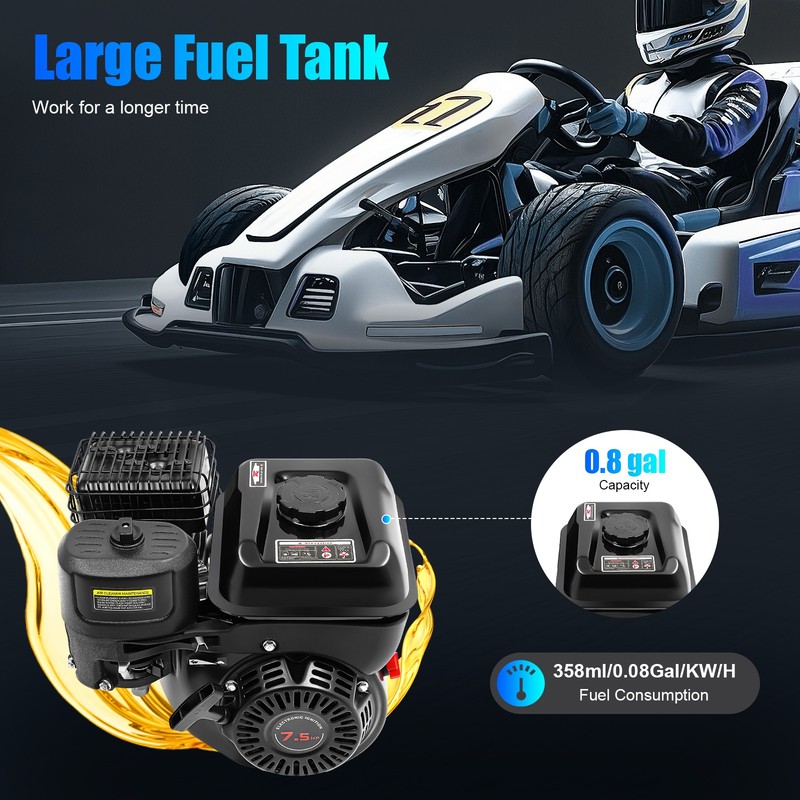7 5HP Pull Start Horizontal Engine 4-Stroke 212CC Go Kart Gas Engine Motor NEW gallery