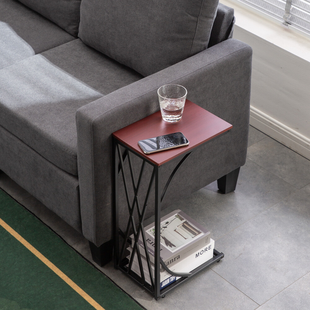 1/2PCS C Small Sofa End Table Narrow Snack Table Stand Leaf/Rectangle Pattern gallery