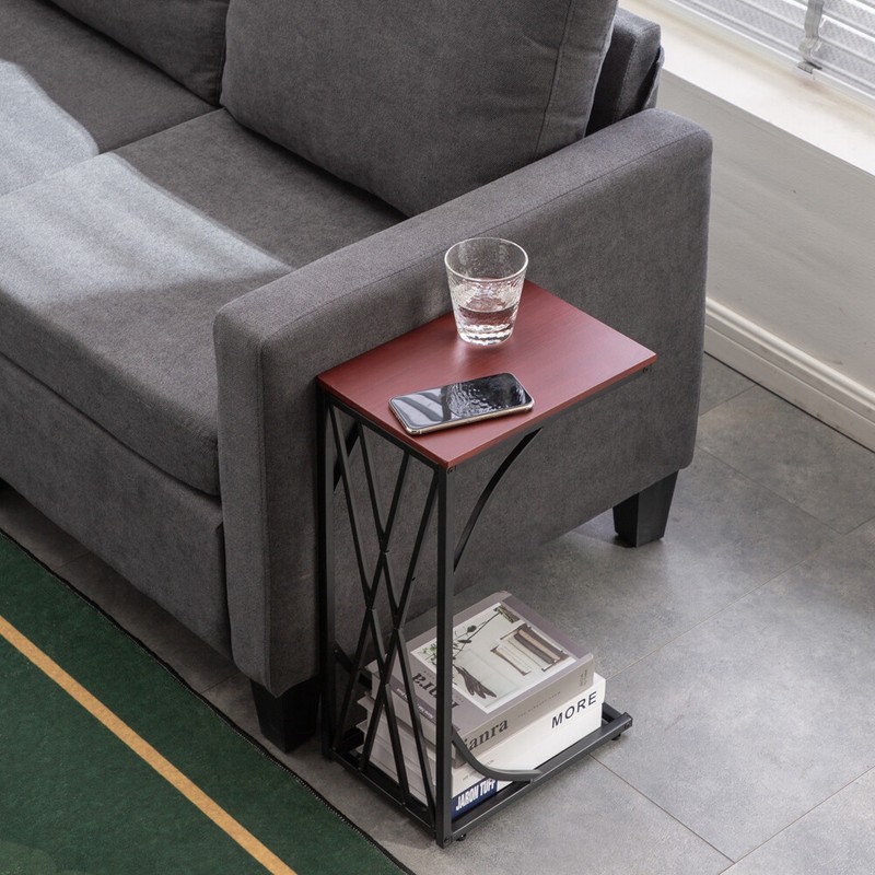 1/2PCS C Small Sofa End Table Narrow Snack Table Stand Leaf/Rectangle Pattern gallery