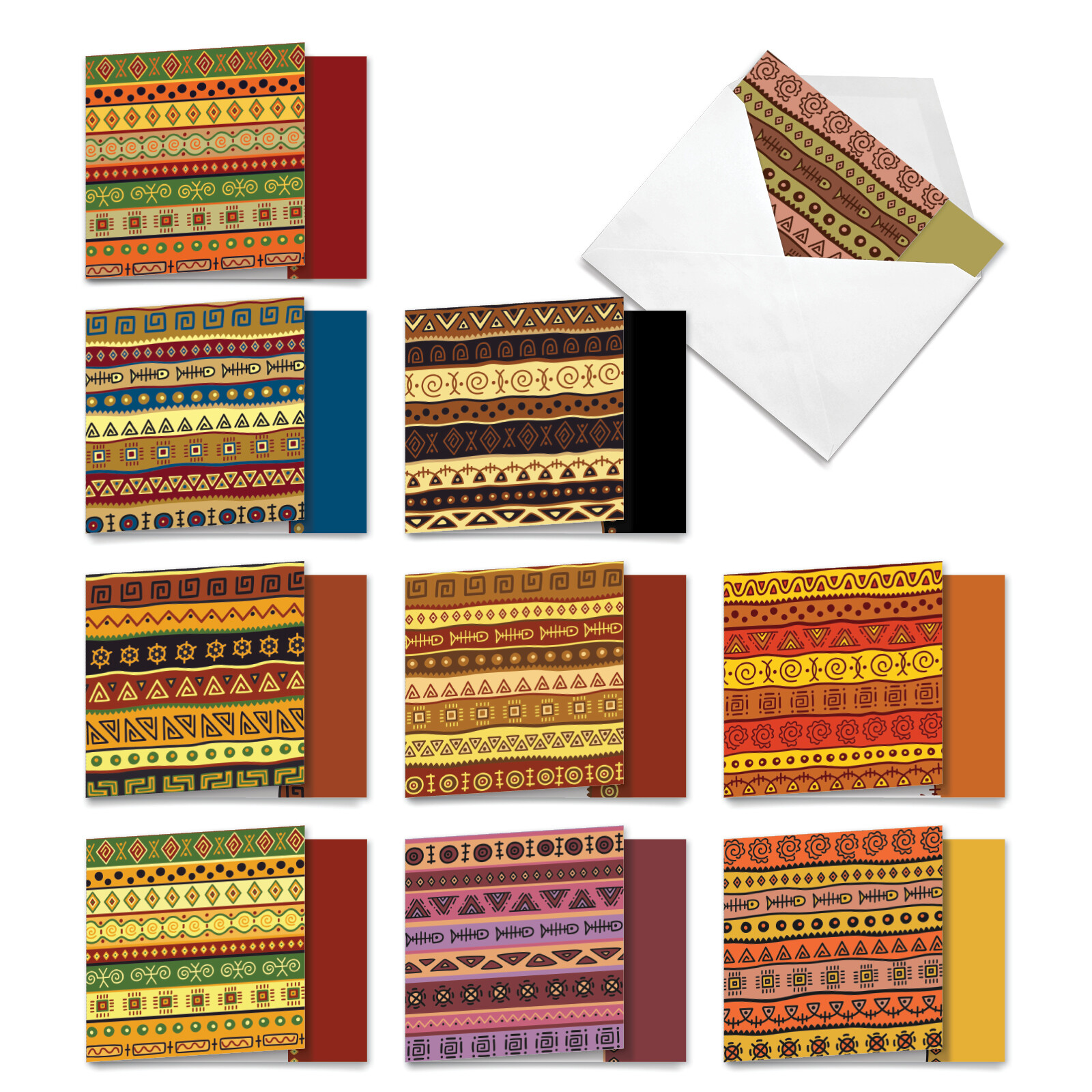 10 Blank All Occasion Cards Pack - African Motifs gallery