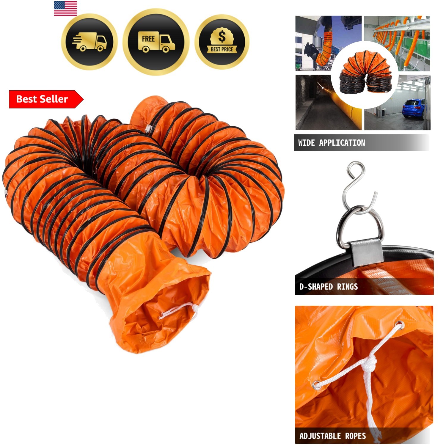 32ft Duct Hosing PVC Flexible Ducting Hose for 12inch Utility Blower Ventilat... gallery