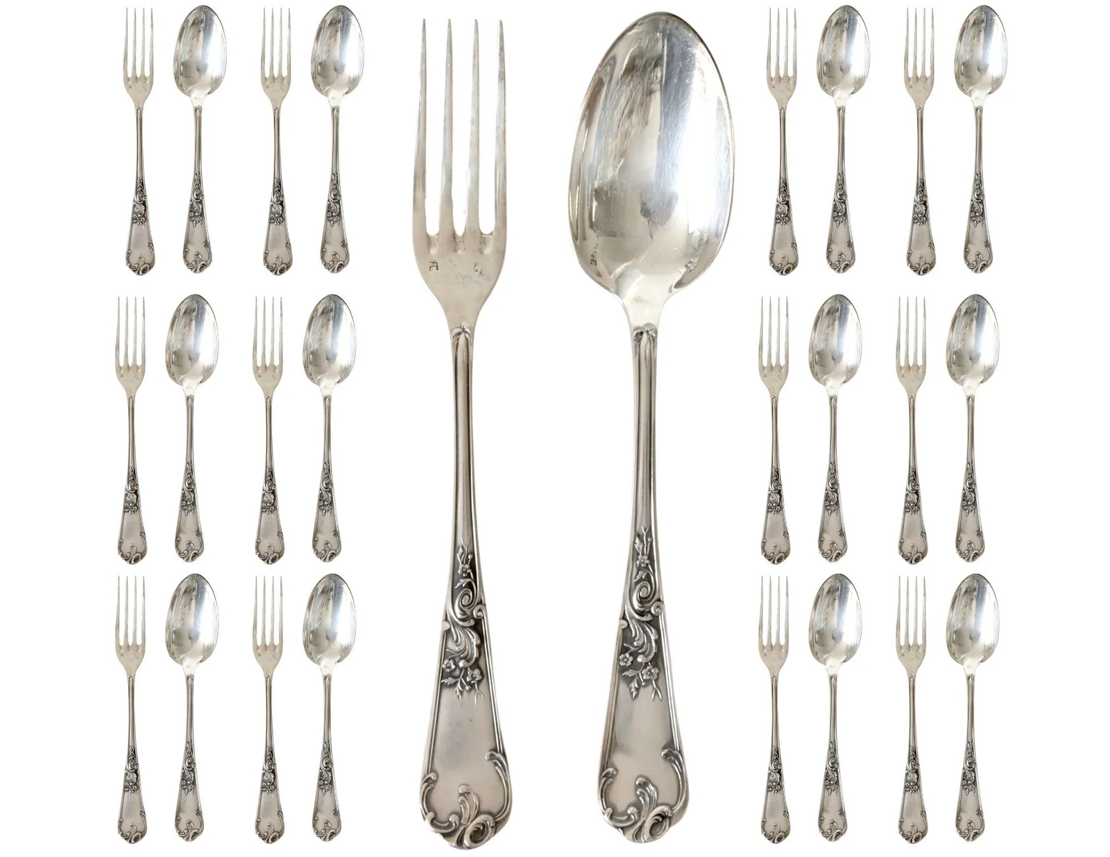 Antique French Silverplate Flatware Service for 12 gallery
