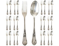 Antique French Silverplate Flatware Service for 12