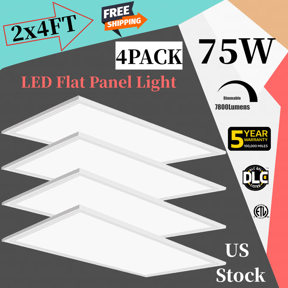 4PACK 75W 2x4Ft LED Flat Panel Light Drop-in Ceiling LED Light Office Fixture