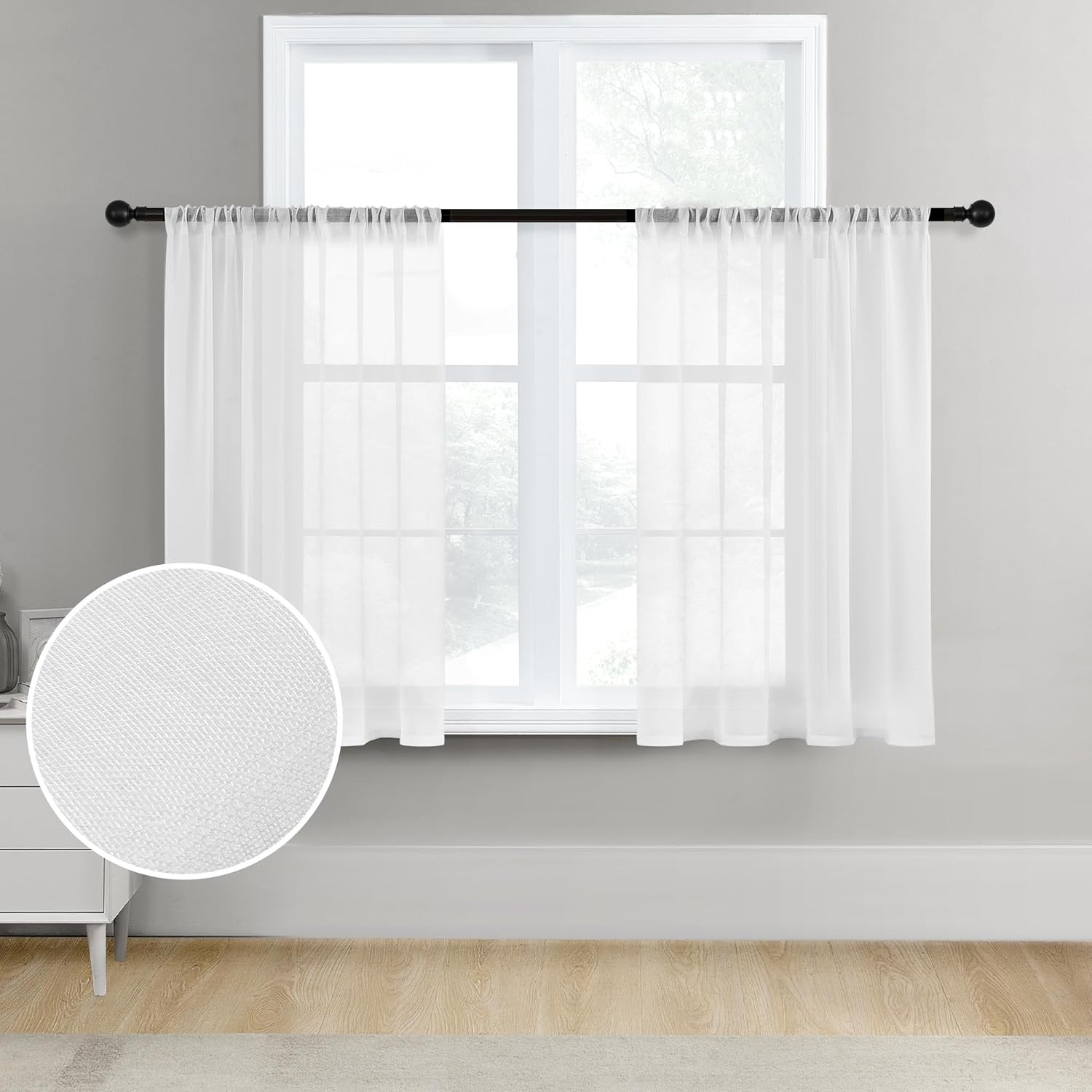 White Sheer Kitchen Curtains 36 Inch Length Short Kitchen Tiers Light gallery