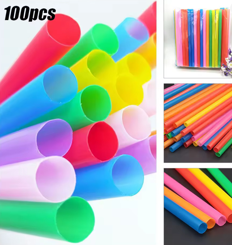 100pcs 21cm/8in Boba Milkshake Straws Extra Wide PP Smoothie Drinking Set - NEW gallery