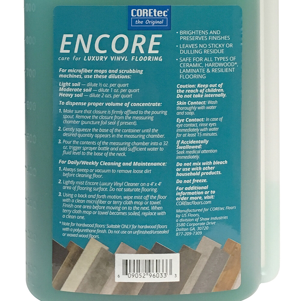 COREtec ENCORE Cleaner for Luxury Vinyl Flooring Concentrate 32 oz (Refills 16x) gallery
