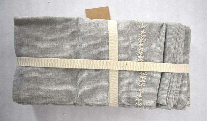 Creative Co-Op Blue Chambray Embroidered Napkins with Tassels 4 Count 18" x 18" gallery