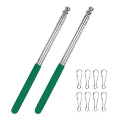 2-Pack Telescopic Handheld Flagpoles, 5.2ft/1.6m Stainless Steel Pole [Green]
