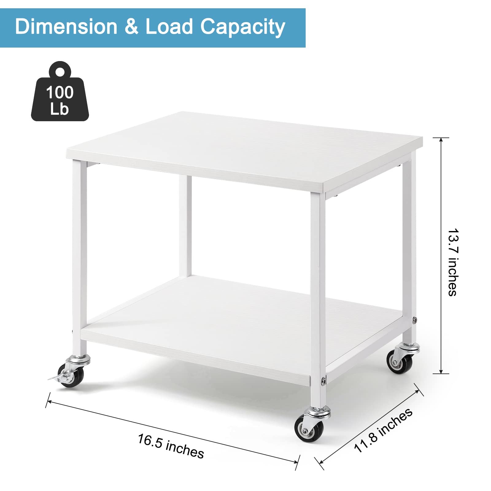 Under Desk Printer Stand 2 Tier White Printer Stand with Storage Shelf Small Pri gallery