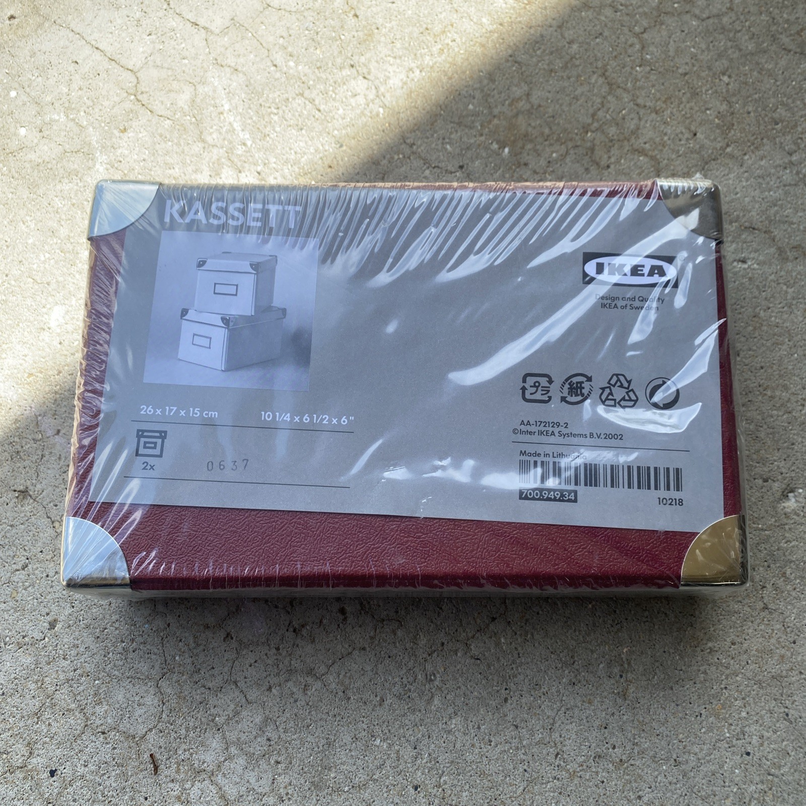 IKEA Kassett Red Burgundy Storage Box Set of 2 Media CD DVD Discontinued NEW gallery
