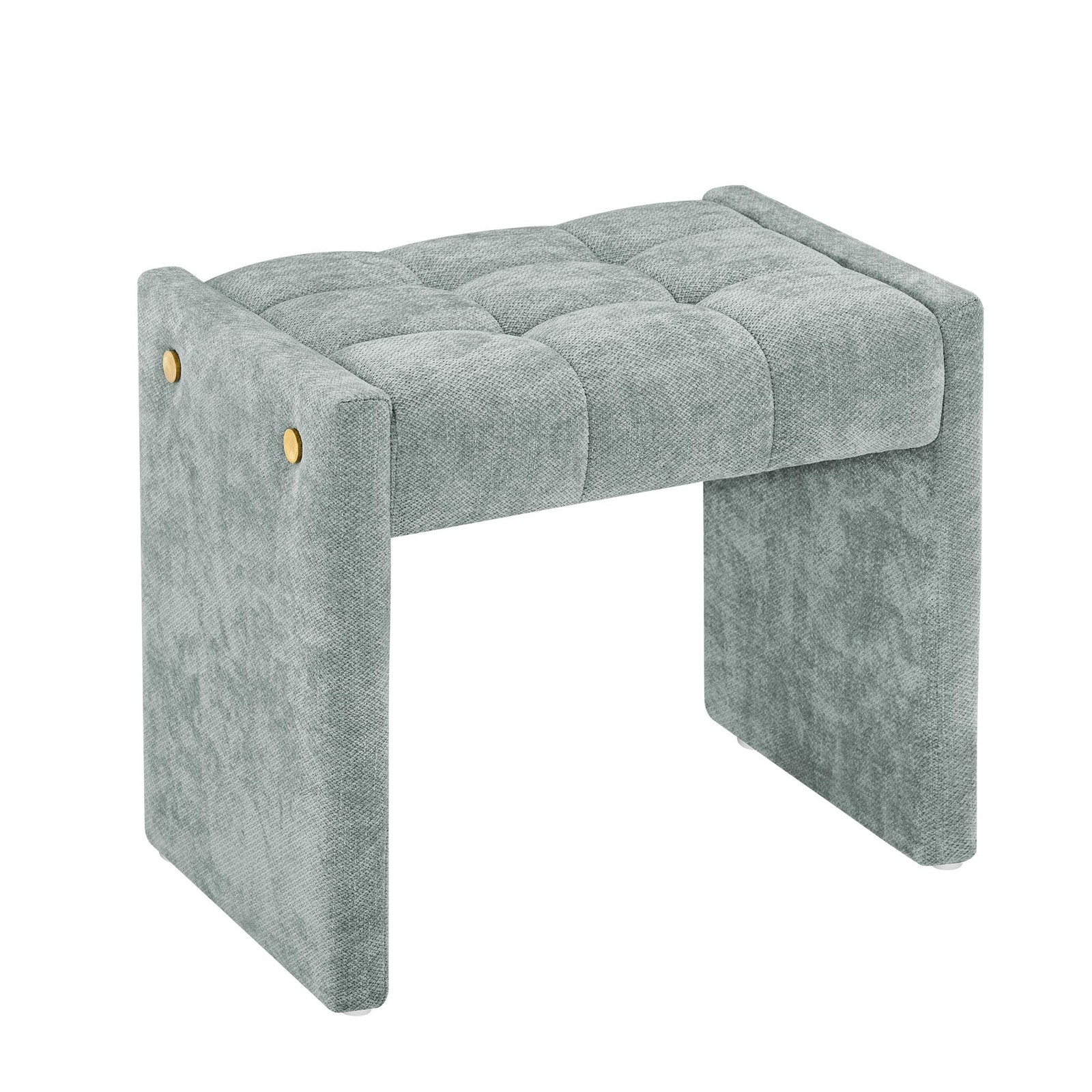 LUE BONA Modern Grid Tufted Vanity Bench Stool, 4.33'' Thick Chenille Upholst... gallery