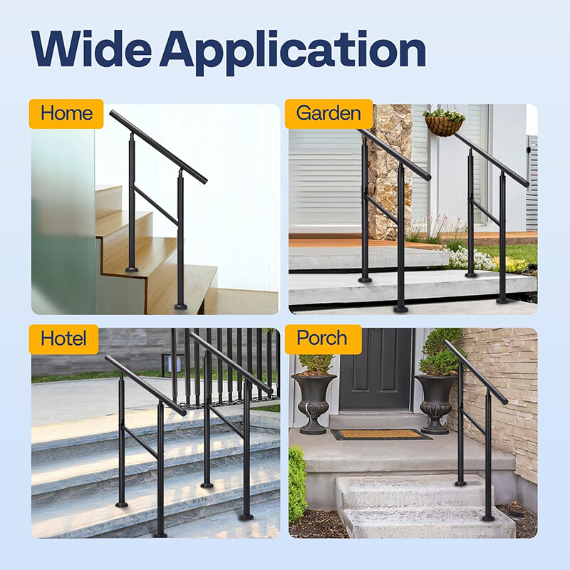 2Pack Hand Rails for Outdoor Steps 2 Step Handrail Fit 1 or 2 Steps Deck Railing gallery