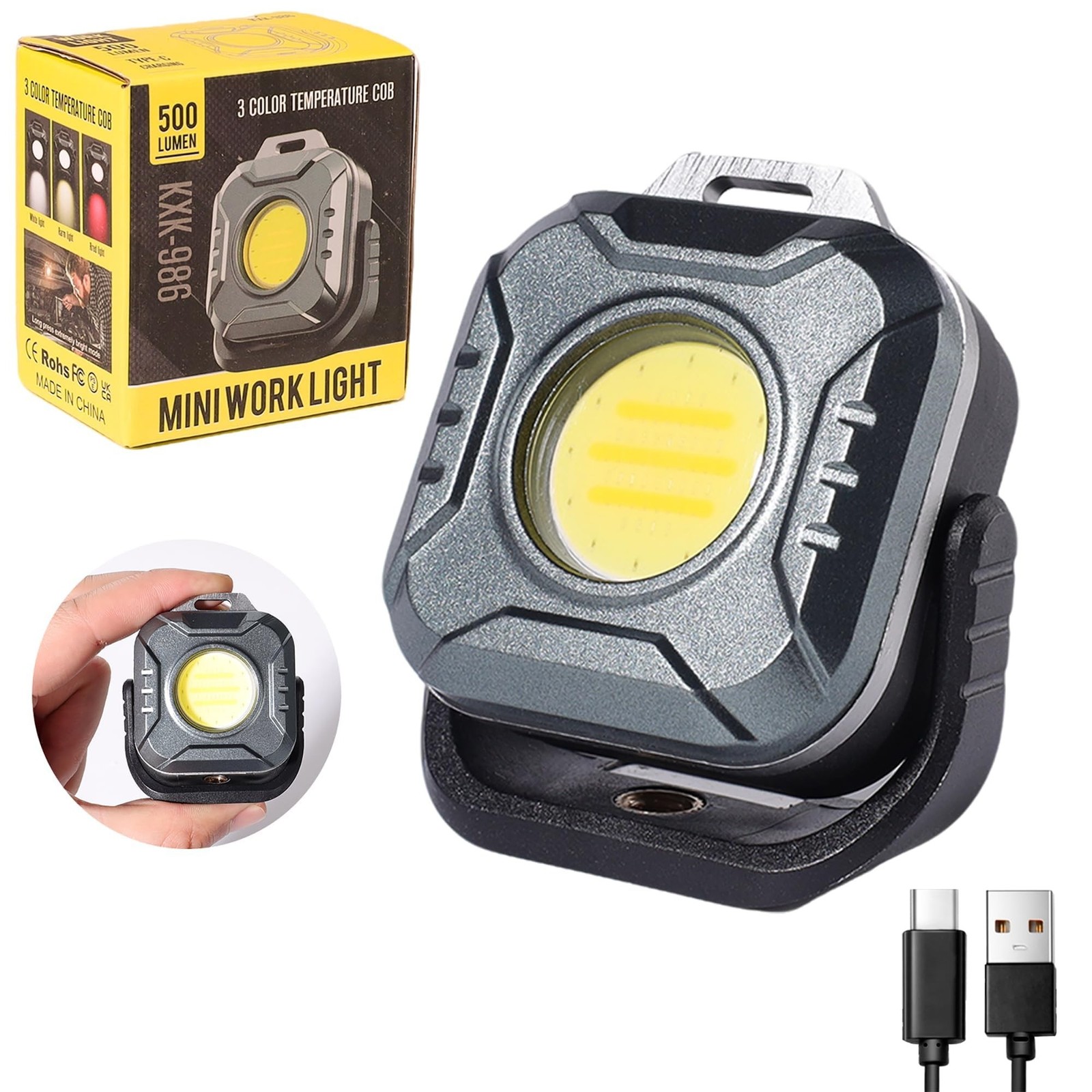 Mini 500 Lumens Magnetic LED Work Light 1200mAh Rechargeable NEW gallery