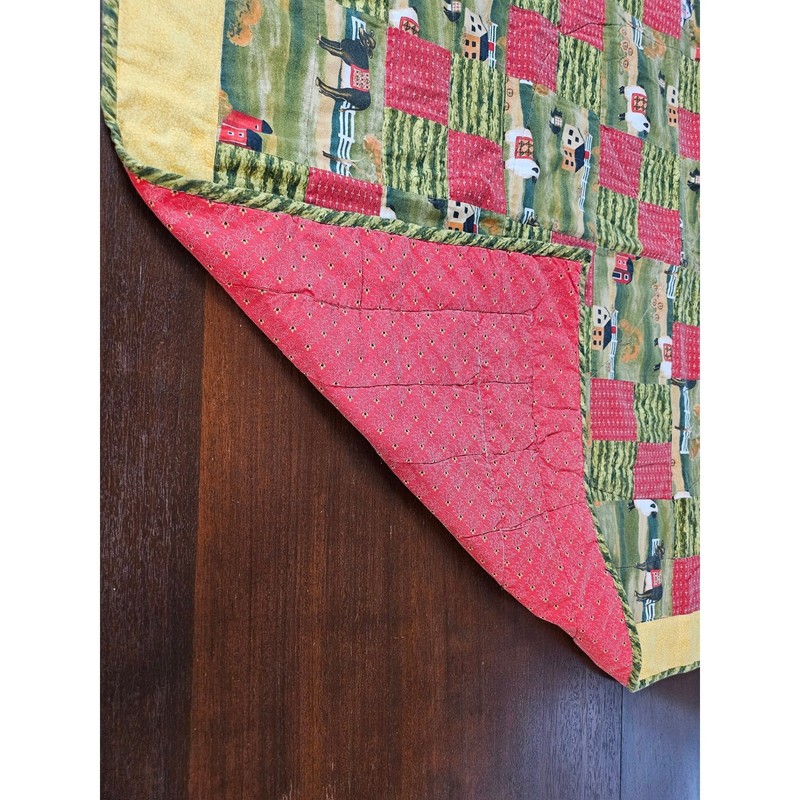 Farmhouse Patchwork Quilt 41x50 Multicolor Excellent Rustic Barn gallery