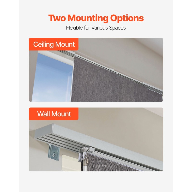 Panel Track Blinds Extendable Track from 45.8 in to 86 in W Trimmable Dark Gray gallery