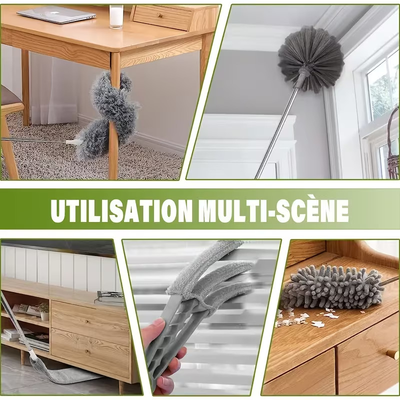 7Pcs Microfiber Ceiling Fan Duster-Cobweb Cleaner Brush Kit Telescopic Extension gallery