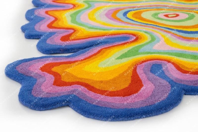 Psychedelic Irregular Shaped Tufted Custom Wool Area Rug For Gifting, Kids Room gallery