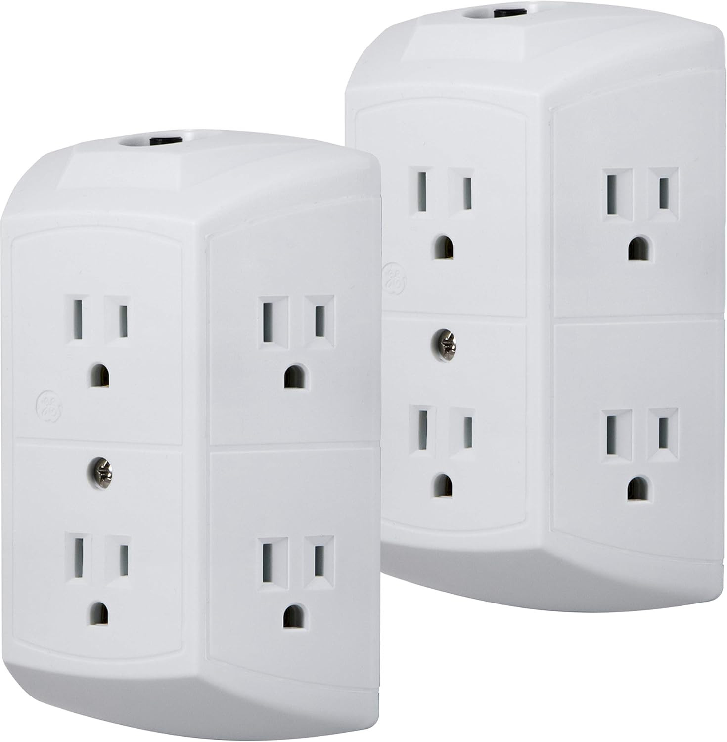 GE 6-Outlet Extender, 2 Pack, Grounded Wall Tap, Reset Button, Circuit Breaker, gallery