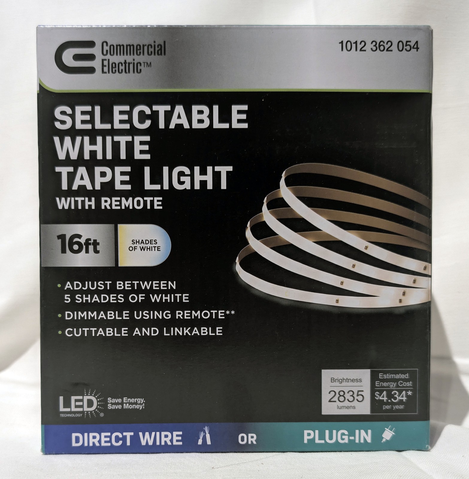 Commercial Electric 16ft Selectable White Tape Light with Remote - NEW gallery