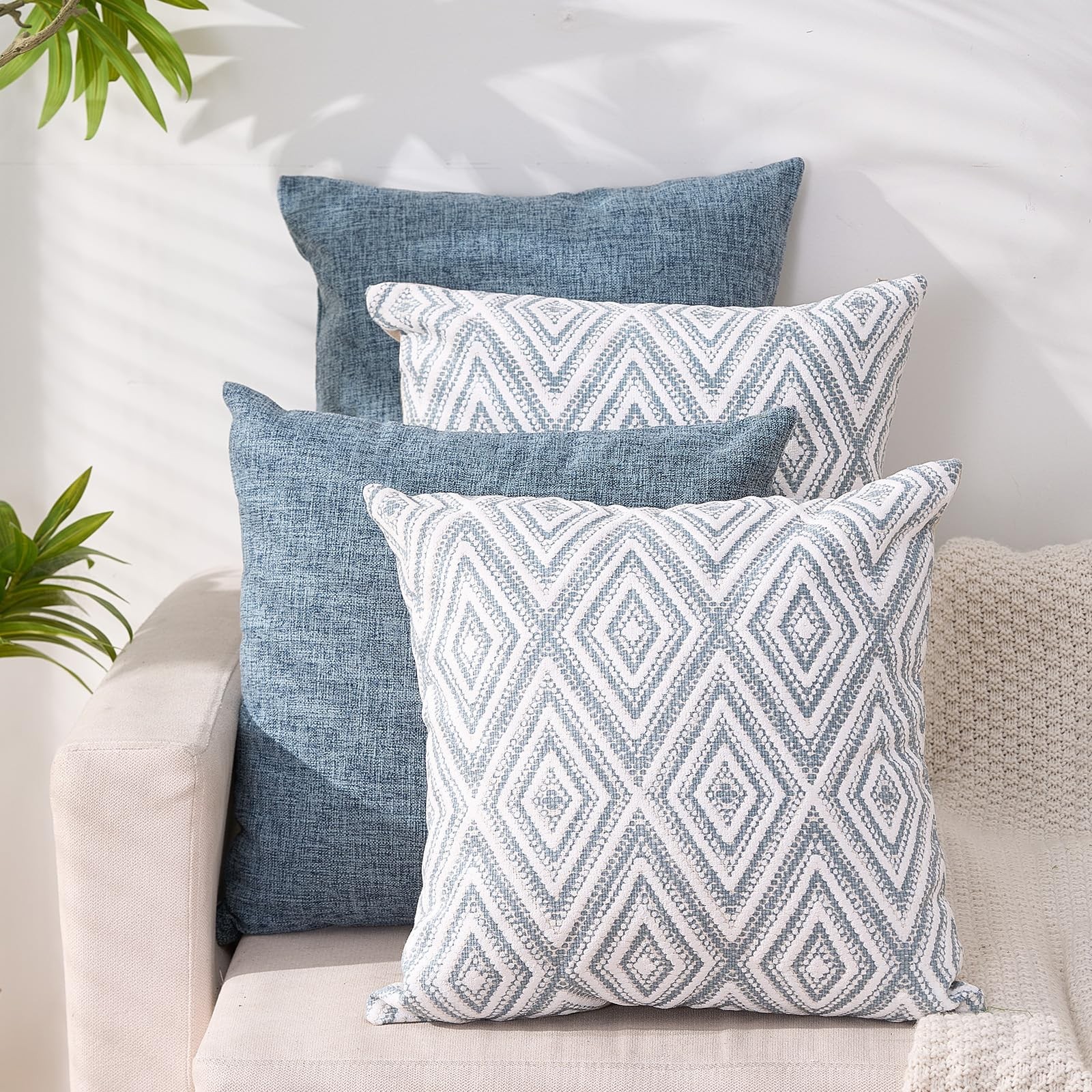 HPUK Decorative Throw Pillow Covers Set of 4 18" x (Pack 4), Blue gallery