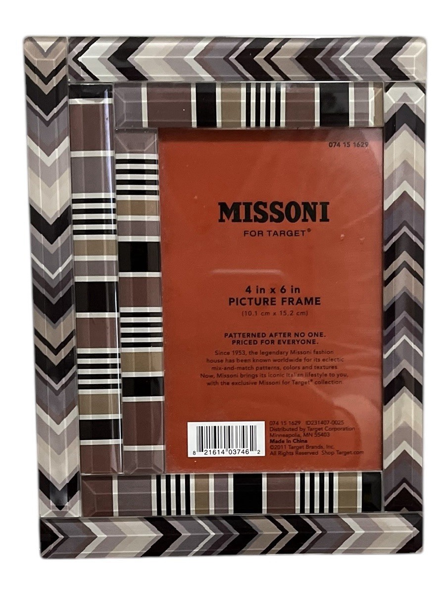 Missoni For Target 4x6 Zig Zag Design Picture Frame Brown Black NWOT gallery