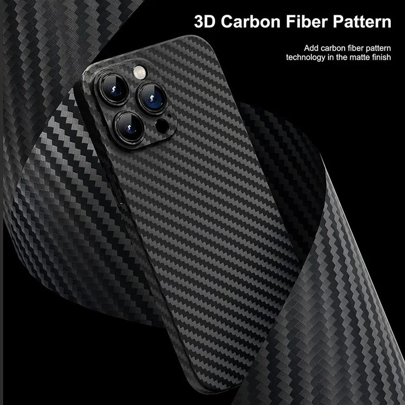 0.3mm Ultra Thin Carbon Fiber Pattern iPhone Case Slim Hard Cover 16 15 14 13 gallery