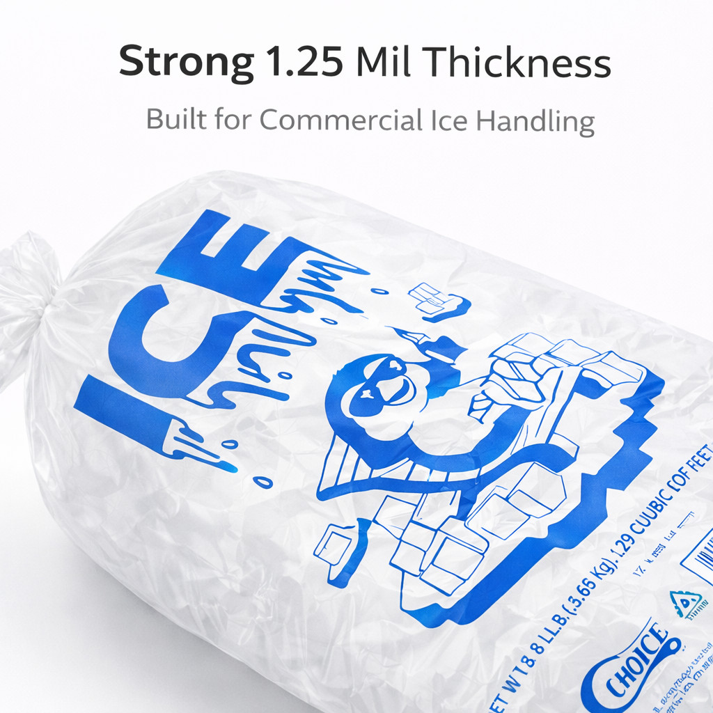 Clear Wicketed Ice Bags 8 lb Case 1000 With Handle Printed 11 x 19 1.25mil gallery