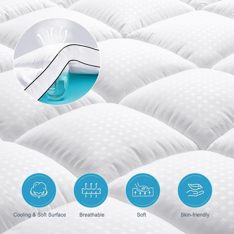 King Size Dual Layer 4 Inch Memory Foam Mattress Topper, 2 Inch Gel Memory Fo... gallery