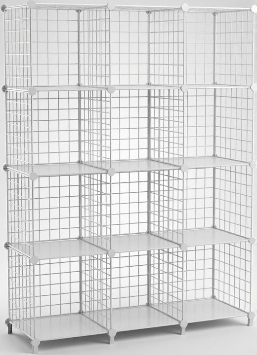 12 Cube Storage Organizer Metal Wire Cube Shelving Unit White gallery