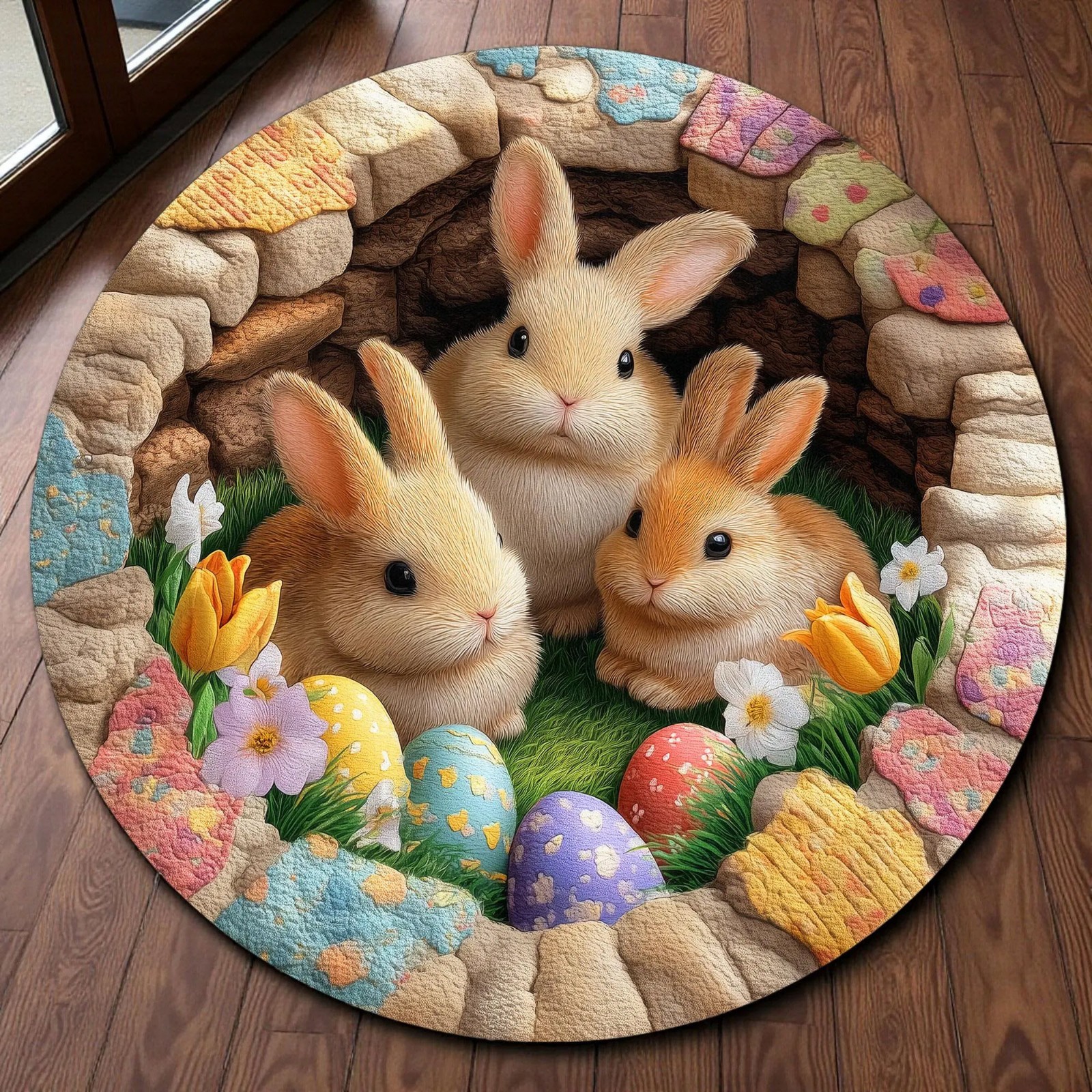 Easter Bunny Round Rug Cute Rabbit 3D Effect Floor Mat Spring Kids Decor Gifts!! gallery