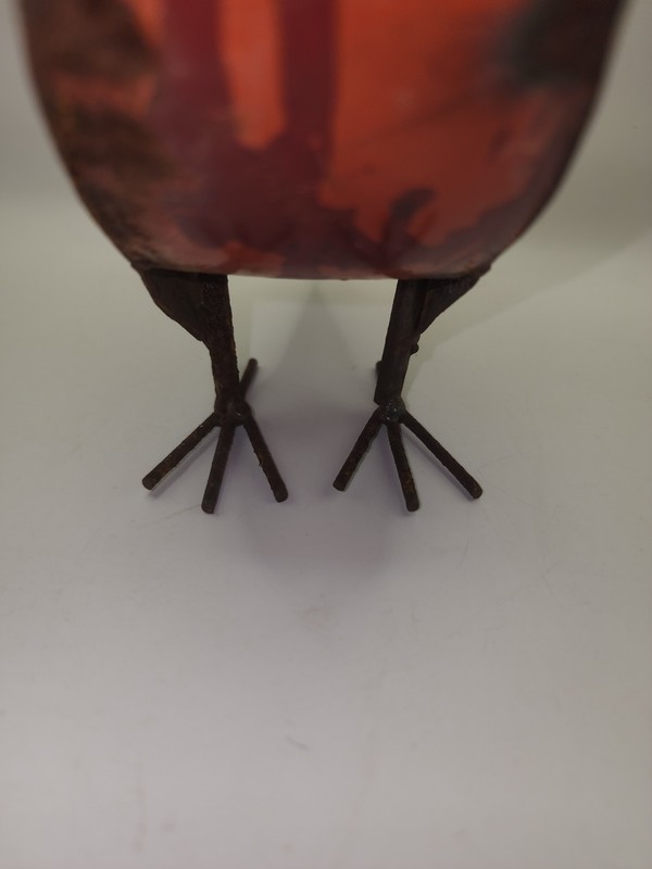 Rustic Red Unique Welded Paint Thinner Can Metal Art Owl Free Standing Figurine gallery
