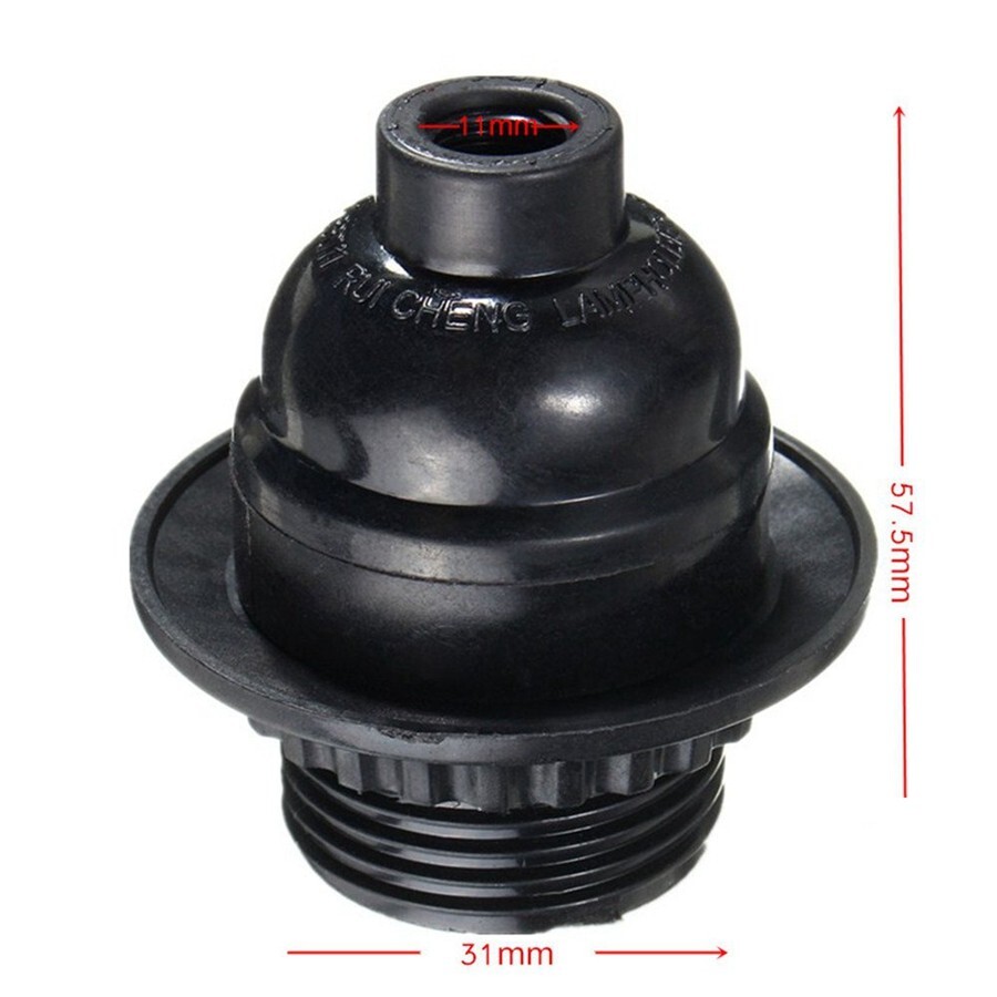 2X Phenolic Keyless Light Socket E26 E27 Base Lamp Replacement Black N839 gallery