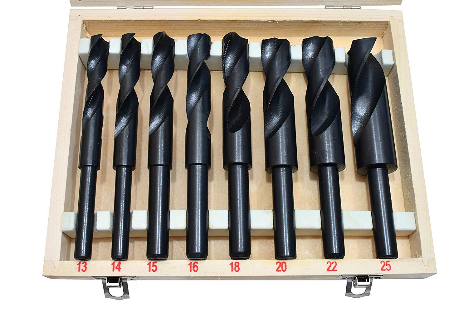 8pc Metric Silver Deming Reduced Shank Drill Bit Set Automotive Tools 13mm-25mm gallery