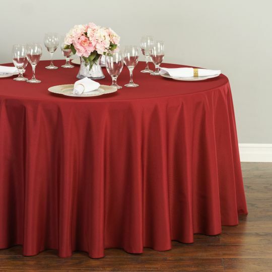 120 in. Round Polyester Tablecloth for 60 in. Table, 33 Colors for Wedding Party gallery