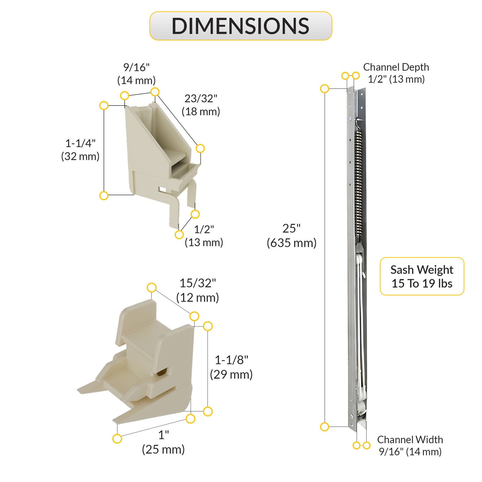 Brixwell Window Channel Balance With Sash Guide 25" L 15 To 19 Lbs Sash Weight gallery